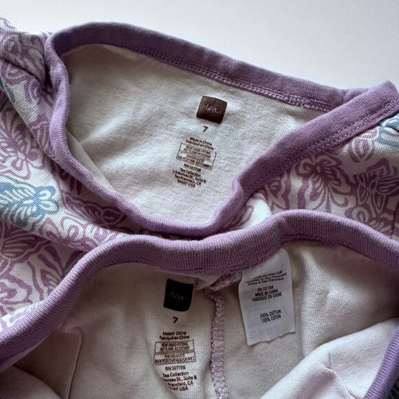 Tea Collection Purple Floral 2-Piece Pajamas - Girls Size 7 - Picture 4 of 4